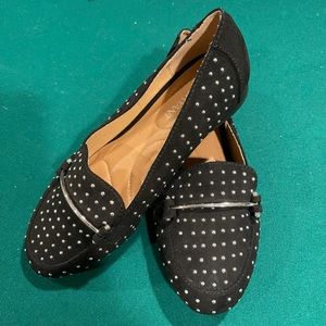 Faux Suede and round silver studs flat loafers